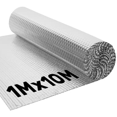 BLOSTM Pannelli Isolanti Termici per Interni -1m x 10m, Rivestimento in Alluminio Laminato, Pannelli Termoriflettenti per Termosifoni, Pannello Termoriflettente per Termosifoni, Resistente all'Umidità
