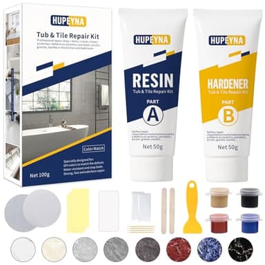 Kit Riparazione Vasca da Bagno, Hupeyna Kit di Riparazione Doccia Ceramica e Smalto per Riparazione Ammaccature Fori Graffi crepe, Kit Riparazione Piastrelle Impermeabile-Offre più Opzioni di Colore