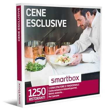 Smartbox - Cofanetto Regalo Cene Esclusive - Idea Regalo Originale - Un Menù di Tre o Quattro portate per 2 Persone