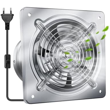 Yrichtra 250mm Ventola Aspirazione 1680m³/h - Aspiratore Cucina Potente, Silenzioso e Efficiente, Valvola Antireflusso, Industriale Estrattore per Bagno Cucina Ventilazione, Argento