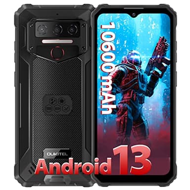 OUKITEL WP23 Rugged Smartphone Android 13, 10600mAh 7GB+64GB/1TB, 6.52" Schermo, 13MP + 5MP Fotocamera, Dual 4G SIM/Face ID/NFC/OTG/GPS
