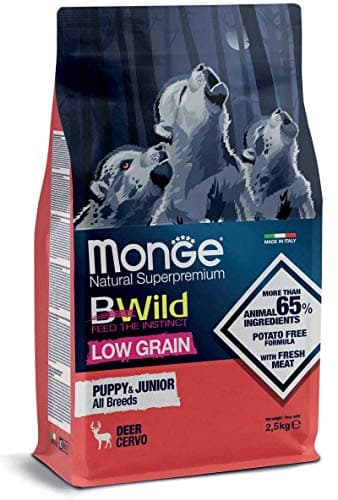 Monge BWILD PUPPY DEER, cibo per cani per tutte le razze ( per cuccioli, secco con carne di cervo, con pochi cereali, contenuto: 12 kg)
