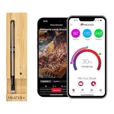 MEATER Plus | Termometro Bluetooth Fino a 50 Metri a Sonda Senza Fili Per Forno, Grigliate, Barbecue. App in Italiano Compatibile con iPhone, Android, iPad e Tablet