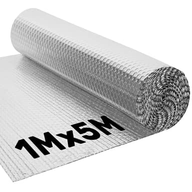 BLOSTM Pannelli Isolanti Termici per Interni - 1m x 5m, Rivestimento in Alluminio Laminato, Pannelli Termoriflettenti per Termosifoni, Pannello Termoriflettente per Termosifoni, Resistente all'Umidità