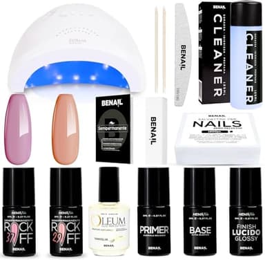 Kit Semipermanente Unghie Professionale, Kit Ricostruzione Unghie Gel Completo, Lampada Uv Led 48w, Smalto Unghie Primer, Base & Top Coat Semipermanente (Classico)