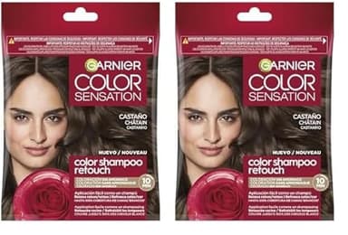 Garnier Color Shampoo Retouch Colorazione permanente castano – 100% copertura capelli bianchi – dura fino a 4 settimane (Confezione da 2)