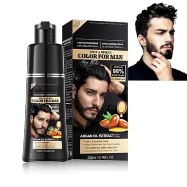 Shampoo Colorante Uomo,Shampoo Colorante Capelli Bianchi,Shampoos Coloring Nero 3 In 1,Detergente,Colorazione E Cura In Un Solo Passaggio,Copertura Istantanea Dei Capelli Bianchi,200ml