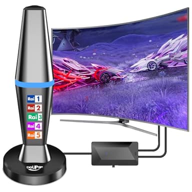 Antenna TV Interna Digitale, Potente Ricezione a Lunga Distanza-Base Magnetica per TV Portatili, Supporto 4K 1080p VHF UHF DVB-T/DVB-T2-All TVs