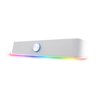 GXTrust 1619W Rhox Soundbar PC Illuminata RGB, 12W Casse PC Stereo Speaker con Illuminazione Regolabile, Alimentazione USB, Jack 3.5 mm, Altoparlanti per Computer Laptop TV, Bianco