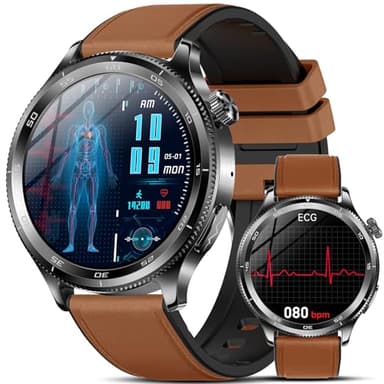 Marsyu 2026 Smartwatch Uomo con ECG/𝐆lice𝐦𝐢α/Lipidi/Acido Urico/BMI/Sonno/Apnea Notturna,1.43"AMOLED Orologio Salute con Chiamate & 24h Pressione Sanguigna/Temperatura Corporea/Cardiofrequenzimetro