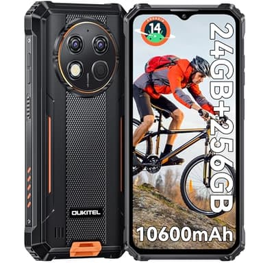 OUKITEL G1 Rugged Smartphone Android 14-2024 24GB+256GB/1TB Telefono Indistruttibile, 6.52" HD+ 48MP Camera 10600mAh Octa-Core IP68/IP69K Cellulare Robusto, 4G Dual SIM/NFC/OTG Cellulare Antiurto