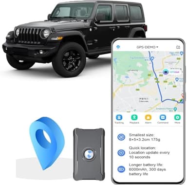 Localizzatore GPS Tracker per Auto, Moto, Camion e Altri Veicoli, 90 Giorni di Standby 6000mAh, Magnetico Tracciamento in Tempo Reale GPS Auto Localizzatore Con App, Richiede Abbonamento