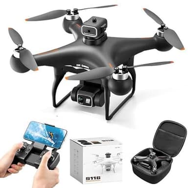 Generico Mini Drone S116 con Fotocamera 4K, Professionale GPS, WiFi, con Telecomando e Motore Brushless, Prevenzione degli Ostacoli, Rotazione 360°, 25 Minuti di Volo, Controllo con App