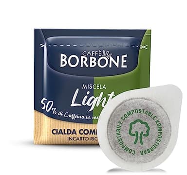 Caffè Borbone Cialda Compostabile Miscela Light, 50% di caffeina in meno della Miscela Blu - 100 Cialde - Sistema ESE
