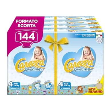Carezza Baby Comfort Maxi | Taglia 4 (7-18 kg) | 144 pannolini