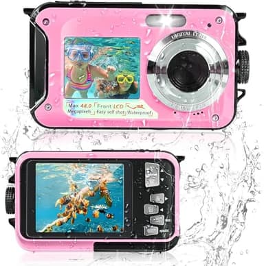 Fotocamera subacquea Comius Sharp, fotocamera subacquea, snorkeling, foto da 3 MP, fotocamera digitale FHD, impermeabile, con scheda di memoria 32 G, per autoscatto subacqueo, surf, immersioni, rosa