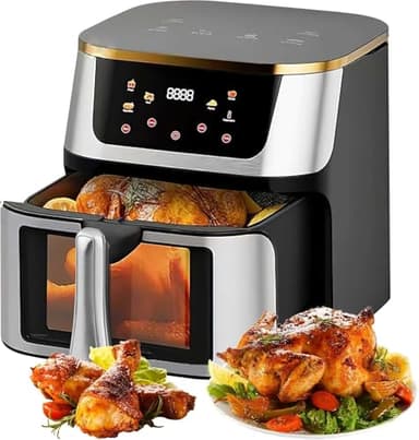 Air Fryer,12L Friggitrice Senza Olio, 2800W, 8 programmi predefiniti, Friggitrice Aria Friggitrice con Finestra Visibile, LED Touch Screen, Friggitrice elettrica Multifunzionale, Friggitrice