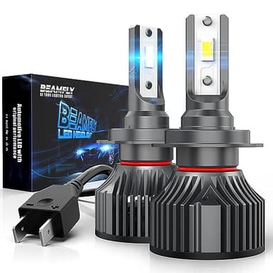 BEAMFLY Lampadine LED H7 16000LM, Kit di Conversione per Fari Alogeni Auto, Luce Abbagliante o Anabbagliante 12V, 6000K Luci Bianca