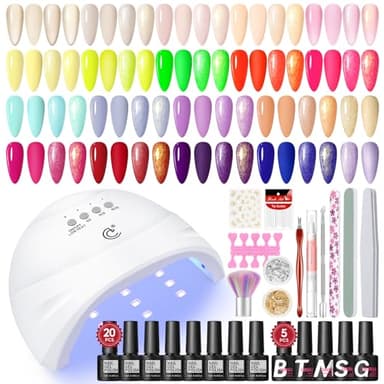 COSCELIA Kit Semipermanente Unghie e Lampada 20 Colori + 5pz Smalti Semipermanenti Colore Rosa Nudo Viola Rosso Blu Verde Unghie Gel Set per Manicure e gli Strumenti di Basi per Manicure