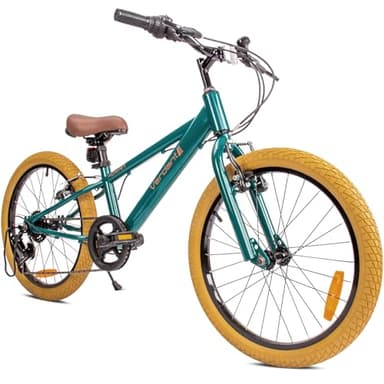 Verdant Bike Bicicletta per bambini 20 pollici ruota dimensioni da 6 a 10 anni altezza regolabile 6 velocità Shimano (Verde)