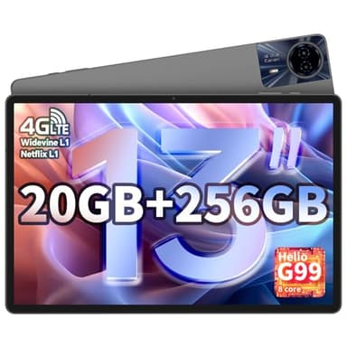 TECLAST T65MAX Tablet 13 Pollici 2.2GHz Helio G99 Octa-Core Gaming Tablet Android 14, Dual SIM 4G LTE+5G WiFi, 20GB RAM+256GB ROM(TF 8TB)10000mAh 18W PD/4 Altoparlanti/Widevine L1/13MP/BT5.2/GPS, 2025