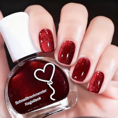 Pearl Smalto rosso lucido, di lunga durata e non tossico, smalto rosso brillante, ad asciugatura rapida, senza UV, fino a 14 giorni, per manicure da donna, a casa, non tossico (rosso perlato)