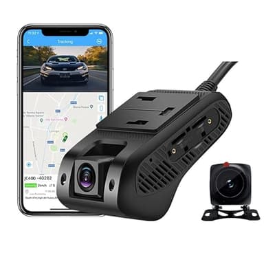Dash Cam JC400 4G, Frontale Telecamera 1080P + Collegabile Impermeabile CE01 Telecamera, Monitoraggio GPS in Tempo Reale Integrato da Remoto, Registrazione in Loop 24 ore su 24, Versione Notturna