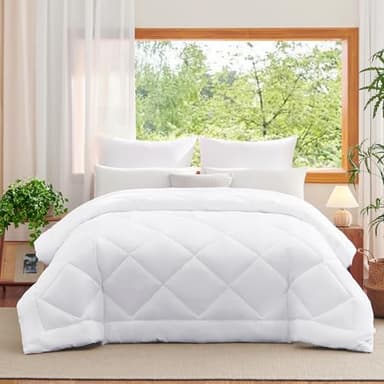 WAVVE Piumino Letto Matrimoniale 4 Stagioni 220x240 - Piumone Autunnale Invernale 220 x 240 cm - Coperta Trapunta 240x220 di Microfibra Sintetico, Bianco