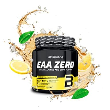 BioTechUSA EAA Zero - Potenza degli Aminoacidi Essenziali | 7160mg EAA/servizio | Rapporto raccomandato dall'OMS | Senza zucchero, senza glutine, 350 g, Tè Freddo Al Limone