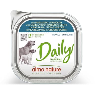 almo nature Daily, Alimento Umido per Cani Adulti - Merluzzo e Fagiolini - 300 g, Confezione da 9
