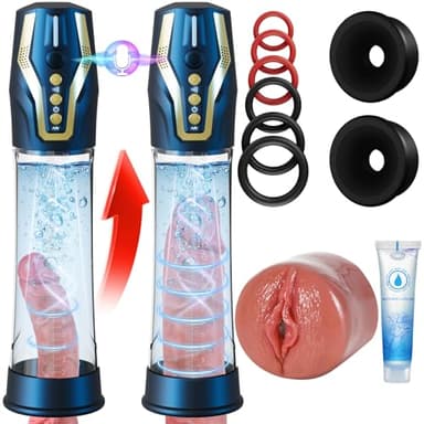 Pompa Pene Sex Toys Figa - Controllo Vocale Masturbatore Maschile con Cockring, 4 Modalità di Suzione & Pompaggio, Masturvatore per Uomo Vacuum Device Masturbtore per Pene Automatico Sexytoysys Uomo