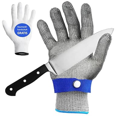 ZWERKZEUG Guanti da cucina di alta qualità, in fibra di polietilene a croce, resistenti al taglio, materiale confortevole ed elastico, alta protezione del taglio E, ANSI CUT A9 (acciaio inossidabile