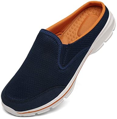 INMINPIN Zoccoli Donna Uomo Cotone Sabot Traspiranti Comode Pantofole da Casa Leggero Antiscivolo Ciabatte all'aperto, Blu Arancione, 38 EU