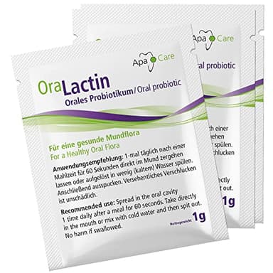 ApaCare OraLactin polvere probiotica orale | Probiotico per cura dentale e orale estesa | Per alito fresco e una flora orale sana | 30 bustine