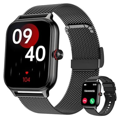 LODIMEKE Smartwatch Uomo Donna Chiamate Pressione Sanguigna Frequenza Cardiaca Sonno, 1.96'' AI Orologio 100+ modalità Sportive, IP67 Impermeabile Contapassi Sveglia Calcolatrice iOS Android