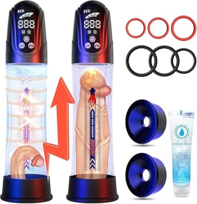 Pompa Pene Giocattoli sessuali maschili - Pompe estensori per pene con 4 & 4 modalità per uomini Allenamento dell'erezione e massaggio di suzione, pompa a vuoto automatica del pene impermeabile IPX7