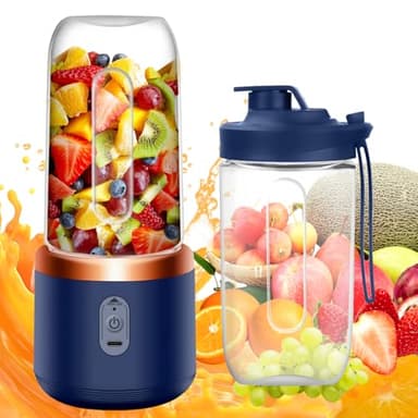 XUNIVERS Mini Frullatore Portatile, 400ML Mini Mixer Per Smoothies Bicchiere Di Miscelazione Usb Con 6 Lame Per Frullati E Frullati Frullatore Personale Elettrico Per L’Ufficio E La Palestra,Senza BPA