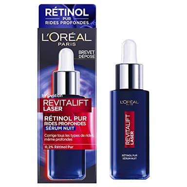L'Oréal Paris - Siero di notte Retinolo antirughe - Trattamento viso antietà speciale rughe profonde - Pelle rassodante e morbida - Tutti i tipi di pelle - Revitalift Laser - 30 ml