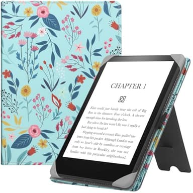 HGWALP Custodia universale per 6" eReaders Paperwhite, Folio Stand Cover con cinturino compatibile con Paperwhite/Kobo/Tolino/Pocketook/Sony 6 pollici E-Book Reader-Spring Bloom