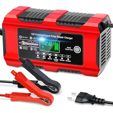 YDBAO 10A Caricabatterie Auto 12V Multi Protezioni Carica Batteria Moto Intelligente Carica Batteria Portatile con Schermo LCD per Auto Moto AGM GEL WET LiFePO4