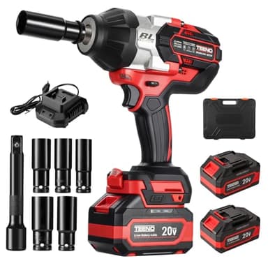 TEENO Avvitatore a Impulsi Senza Filo 1300Nm Brushless,Chiave a Percussione 1/2" Elevata Avvitatori a Massa Battente con Batterie 2x4,0 Ah,5 Bussola(17/19/21/22/24mm), Adatto per Uso Domestico e Auto