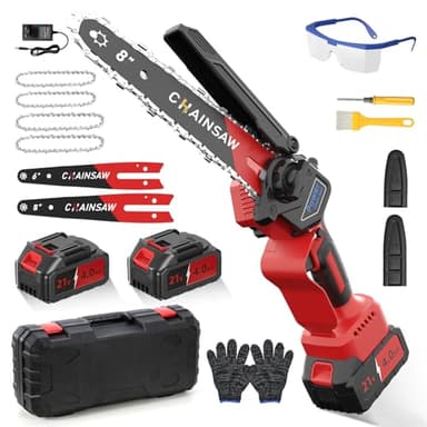 Blushless Mini Motosega a Batteria 6/8 Pollici, 1300W Mini Motosega Elettrica con 8000mAh Batterie, Sega a Batteria per Potatura, il Taglio Del Legno e Giardini, Elettrosega Compatibile con Makita 18V