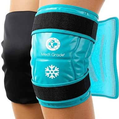 Medi Grade Impacco Ghiaccio Gel Riutilizzabile per Ginocchio - Fascia a Doppio Tessuto con Lunga Tenuta del Freddo - Sollievo dal Dolore e Recupero Post-Operatorio - Ghiaccio per Ginocchio Flessibile