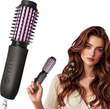 Gxpjycfob Thermal Brush Senza Fili, 3 in 1 Spazzola Rotante per Capelli Portatile con 4 Temperature, Spazzola Arricciacapelli Tecnologia Ioni, Arricciacapelli per Lisciare e Arricciare i Capelli