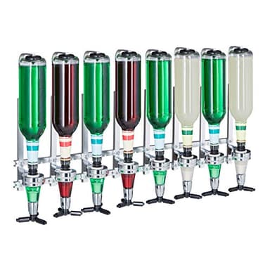 Relaxdays Spillatore da Parete, Bar Butler per 8 Bottiglie, Dosatore Professionale da 3 cl, HLP 73x36x11 cm, Argento
