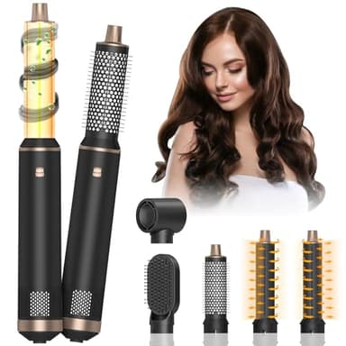 HyAdierTech Spazzola Asciugacapelli Multifunzione, Air Styler 5 in 1, Ferro Arricciacapelli Ioni Negativi, Piastra con 5 Accessori, 3 Temperature, Spazzola ad Aria Calda per Asciugatura Raddrizzamento