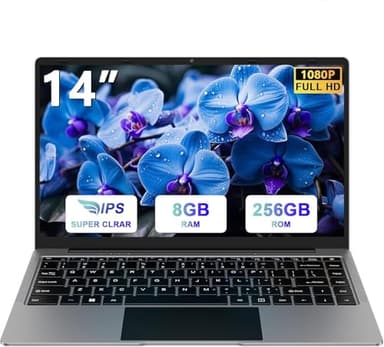bvate PC Portatile 14" Win 11 Notebook 256 GB ROM Supporta l'espansione SSD 1TB 8GB RAM 2.4G+5G WiFi 1080 FHD BT4.2 USB HDMI con mouse senza fili & adesivi per tastiera Italiana-Grigio