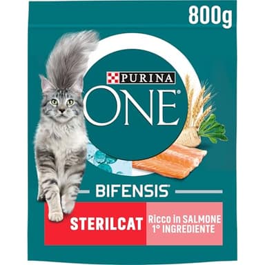 Purina One Bifensis Sterilcat Crocchette Gatti Sterilizzati Salmone e Frumento, 800g (L'imballaggio può variare)