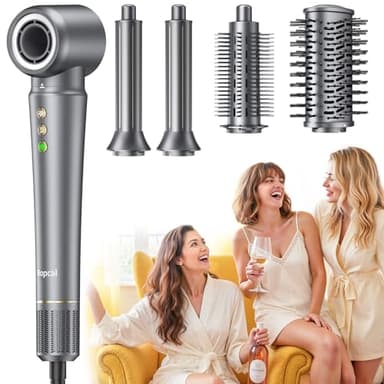 Bopcal Phon Capelli Professionale 5 in 1 - Hair Styler 160000RPM Spazzola Asciugacapelli, Arricciacapelli Automatico, Spazzola Aria Calda con 500 Milioni Ionico per Crespo, Volumizzant, Liscio, Regali