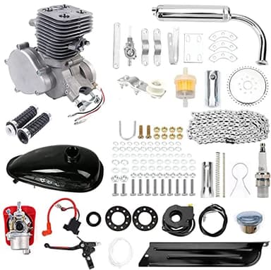 JDBDU Motore per Bici 100CC 2 Tempi, Kit Completo con Carburatore Kit Motore Bicicletta Compatibile con Mountain Bike/Bici Strada 26/28", Serbatoio 2L, Velocità 28mi/h, 44 Denti